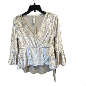 NWT American Rag Cream Faux Wrap Top Size M